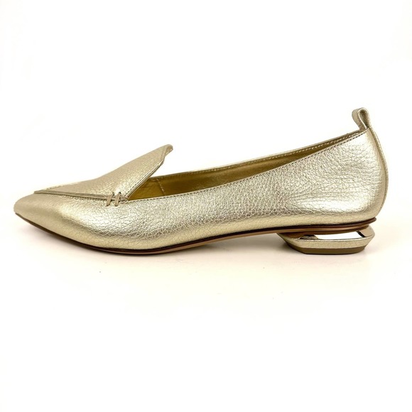 Nicholas Kirkwood Beya Platinum Gold Leather Loafer Size 37.5 / 7.5 - Picture 2 of 12